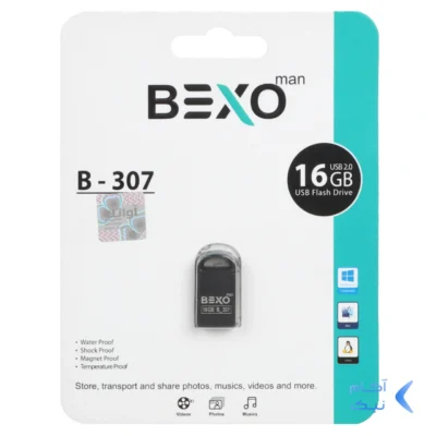 فلش مموری BEXO USB2.0 مدل B-307 ظرفیت 16GB - مشکی (گارانتی داده پردازی آواتک)