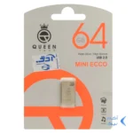 فلش مموری Queen tech USB2.0 مدل Mini ECCO ظرفیت 64GB - نقره ای (گارانتی مادام العمر شرکت آی تین)