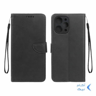 کیف چرمی موبایل مگنتی Xiaomi Redmi 12 / Poco M6 Pro 5G - مشکی