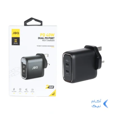 شارژر دیواری فست و PD دو پورت JBQ مدلSmart Chip+ HC-740 40W - مشکی (گارانتی یکساله رصاصی)