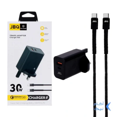 شارژر دیواری فست دو پورت JBQ مدل HC-30w 30W همراه با کابل Type-C To Type-C - مشکی (گارانتی یکساله رصاصی)