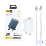 شارژر دیواری فست دو پورت JBQ مدل HC-30w 30W همراه با کابل Type-C To Lightning - سفید (گارانتی یکساله رصاصی)