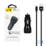 شارژر فندکی فست دو پورت JBQ مدل CC-D5 18W همراه با کابل اندروید - مشکی (گارانتی یکساله رصاصی)