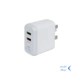 شارژر دیواری فست دو پورت JBQ مدل F-2USB 18W همراه با کابل آیفون - سفید (گارانتی یکساله رصاصی)