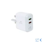 شارژر دیواری فست دو پورت JBQ مدل F-2USB 18W همراه با کابل آیفون - سفید (گارانتی یکساله رصاصی)
