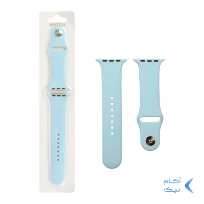 بند سیلیکونی اورجینال اپل واچ سایز 42/44/45/46/49 میلیمتری - آبی روشن کد 1