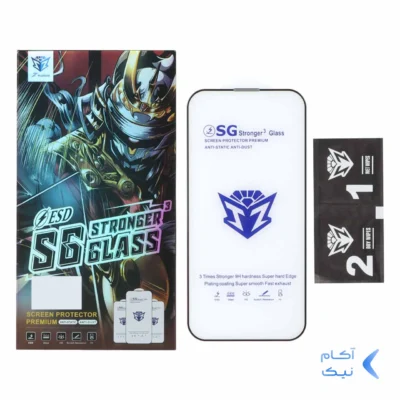 محافظ صفحه نمایش شیشه ای Full Cover Esd-SG مدل Apple iphone 16 / iPhone 15 / iPhone 14 Pro (پک دار)