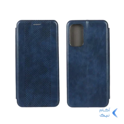 کیف چرمی موبایل مغناطیسی حصیری Samsung Galaxy M52 - سرمه ای