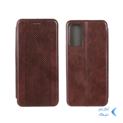 کیف چرمی موبایل مغناطیسی حصیری Samsung Galaxy M52 - قهوه ای