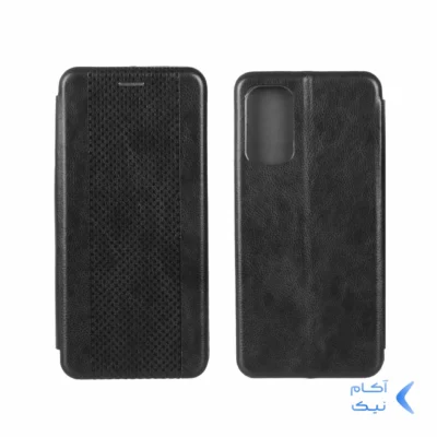کیف چرمی موبایل مغناطیسی حصیری Samsung Galaxy M52 - مشکی