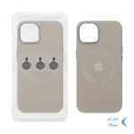 قاب سیلیکونی اورجینال Magsafe با ست محافظ لنز رینگی Apple iPhone 13 / iPhone 14 - خاکی (پک دار)
