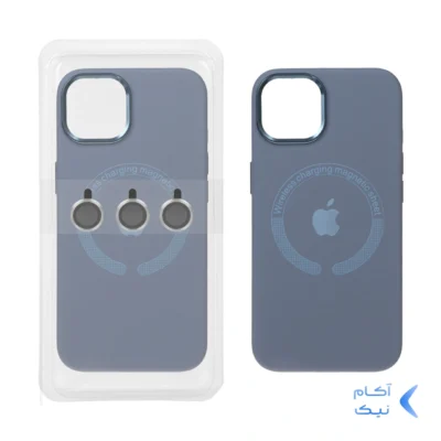 قاب سیلیکونی اورجینال Magsafe با ست محافظ لنز رینگی Apple iPhone 13 / iPhone 14 - فیلی (پک دار)