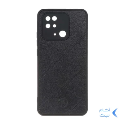 قاب طرح چرم مورب Xiaomi Redmi 10C / Redmi 10 Power / Poco C40 - مشکی