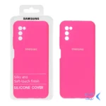 قاب سیلیکونی پاک کنی محافظ لنزدار اورجینال Samsung Galaxy A03s / A02s - سرخابی (پک اصلی)