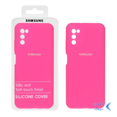 قاب سیلیکونی پاک کنی محافظ لنزدار اورجینال Samsung Galaxy A03s / A02s - سرخابی (پک اصلی)