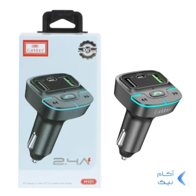 شارژر فندکی PDوفست دو پورت و گیرنده بلوتوث FM خودرو Earldom مدل M101 - مشکی