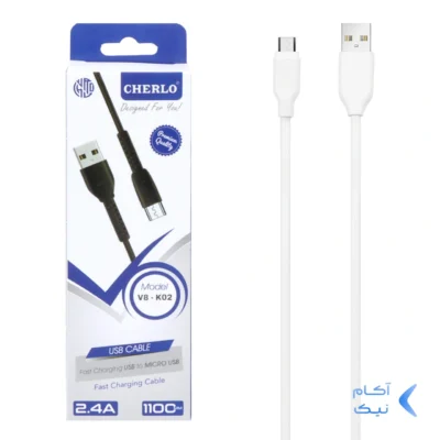 کابل شارژ 1.1 متری فست اندروید CHERLO مدل V8-K02 - سفید - SMO