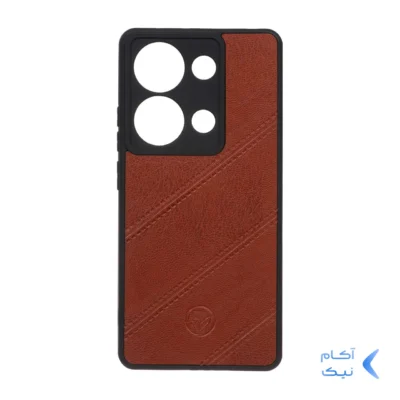 قاب طرح چرم مورب Xiaomi Redmi Note 14S / Note 13 Pro 4G / M6 Pro 4G - قهوه ای