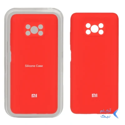 قاب سیلیکونی پاک کنی محافظ لنزدار اورجینال Xiaomi Poco X3 / Poco X3 Pro / Poco X3 NFC - قرمز (پک اصلی)