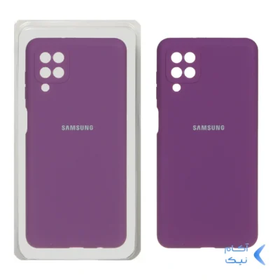 قاب سیلیکونی پاک کنی محافظ لنزدار اورجینال Samsung Galaxy A12 / M12 / F12 - ارغوانی (پک اصلی)