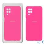 قاب سیلیکونی پاک کنی محافظ لنزدار اورجینال Samsung Galaxy A12 / M12 / F12 - صورتی فانتزی (پک اصلی)