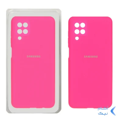 قاب سیلیکونی پاک کنی محافظ لنزدار اورجینال Samsung Galaxy A12 / M12 / F12 - صورتی فانتزی (پک اصلی)