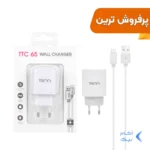 شارژر دیواری PD و فست دو پورت 20 وات TSCO مدل TTC 65 همراه با کابل شارژ TYPE-C - سفید