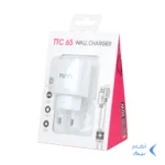 شارژر دیواری PD و فست دو پورت 20 وات TSCO مدل TTC 65 همراه با کابل شارژ TYPE-C - سفید