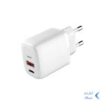 شارژر دیواری PD و فست دو پورت 20 وات TSCO مدل TTC 65 همراه با کابل شارژ TYPE-C - سفید