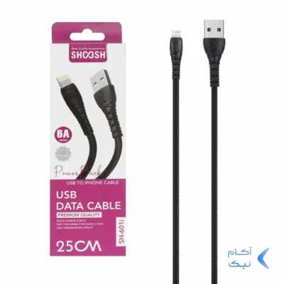 کابل شارژ فست پاوربانک آیفون Shoosh مدل SH601i - مشکی - SMO