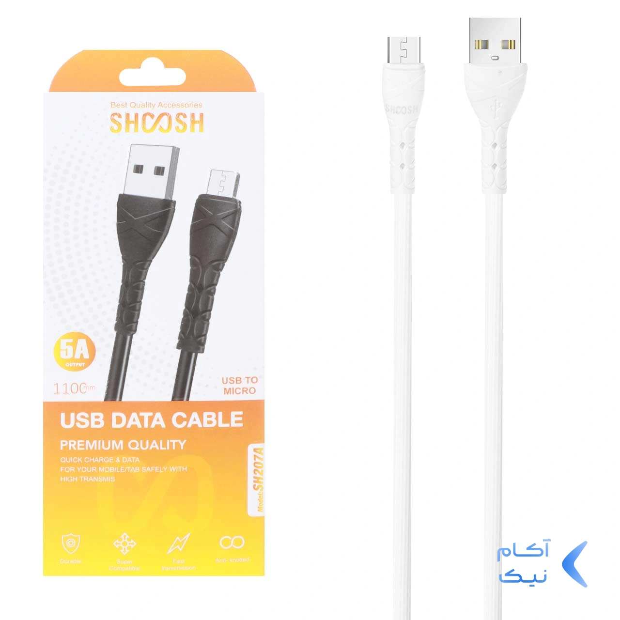 کابل شارژ 1.1 متری فست اندروید Shoosh مدل SH207A - سفید - SMO کابل شارژ 1.1 متری فست اندروید Shoosh مدل SH207A - سفید - SMO