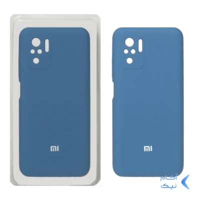 قاب سیلیکونی پاک کنی محافظ لنزدار اورجینال Xiaomi Redmi Note 10 4G / Redmi Note 10S / Poco M5S - آبی تیره (پک اصلی)