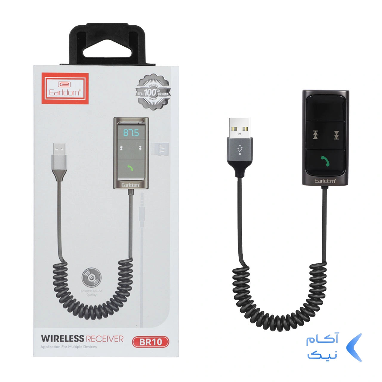 دانگل بلوتوث و گیرنده بلوتوث Earldom FMمدل ET-BR10 - خاکستری(دارای نمایشگر و سیم فنری) دانگل بلوتوث و گیرنده بلوتوث Earldom FMمدل ET-BR10 - خاکستری(دارای نمایشگر و سیم فنری)