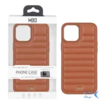 قاب اورجینال HDD چرم پافری طرح دوخت Apple iPhone 12 Pro Max - کاراملی (پک دار)