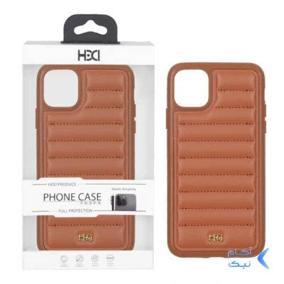 قاب اورجینال HDD چرم پافری طرح دوخت Apple iPhone 11 Pro Max - کاراملی (پک دار)