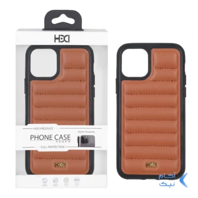 قاب اورجینال HDD چرم پافری طرح دوخت Apple iPhone 11 Pro - کاراملی (پک دار)