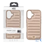 قاب اورجینال HDD چرم پافری طرح دوخت Apple iPhone 16 - طلایی (پک دار)
