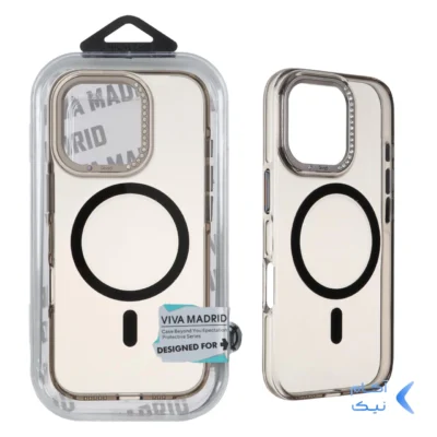 قاب اورجینال VIVA MADRID پشت سخت MagSafe لنز نگین دار Apple iPhone 16 Pro - مشکی (پک دار)