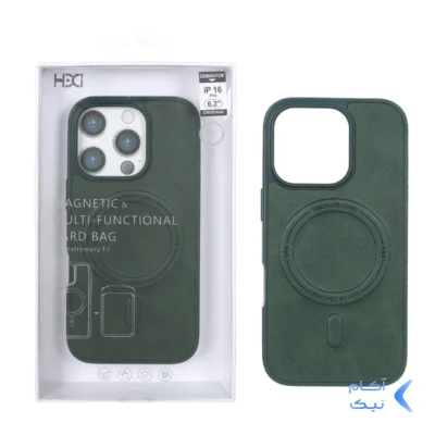 قاب اورجینال HDD چرمی MagSafe مدل Apple iPhone 16 Pro - سبز (پک دار)