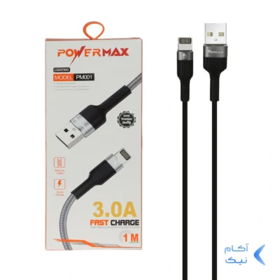 کابل شارژ فست آیفون Power Max مدل PM001 - مشکی طوسی