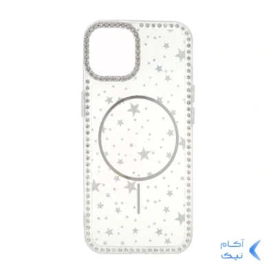 قاب Star شفاف طرح مگ سیف نگین دار Apple iPhone 13 / iPhone 14 - نقره ای