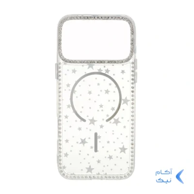 قاب Star شفاف طرح مگ سیف نگین دار Apple iPhone 17 Pro Max - نقره ای