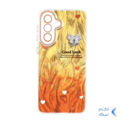 قاب اطلسی Good Luck پاپیون نگینی محافظ لنز رنگی Samsung Galaxy A57 - نارنجی
