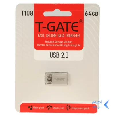فلش مموری T-GATE USB2.0 مدل T108 ظرفیت 64GB - نقره ای (گارانتی آسان سرویس)