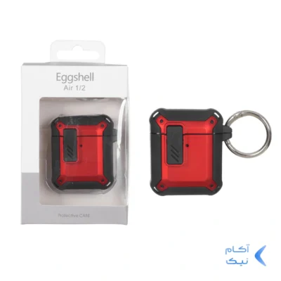 کیس ایرپاد Eggshell Original قفل دار Apple Airpods 1 / 2 - مشکی قرمز (پک دار)