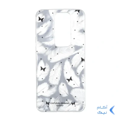 قاب اطلسی دور ژله ای طرح پر Xiaomi Redmi Note 8 Pro - کد 353