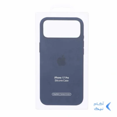 قاب اورجینال درجه یک Silicone Case پاک کنی Magsafe آی سی دار Apple iPhone 17 Pro - سرمه ای (پک دار)