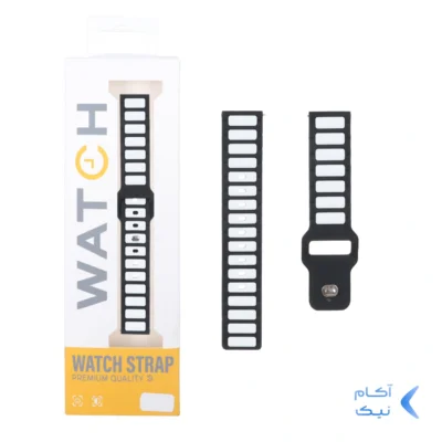 بند ساعت اپل واچ سیلیکونی دو رنگ سایز 20 میلیمتری - مشکی سفید (پک دار)