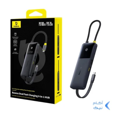 هاب 6 پورت Baseus Type-C مدل BS-OH168 - مشکی (گارانتی 24 ماهه آونگ)