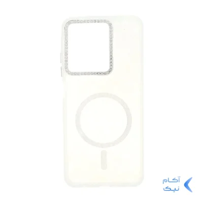 قاب ماربل طرح مگ سیف اکلیلی لنز نگین دار Xiaomi Redmi A5 / Poco C71 - سفید - MPS